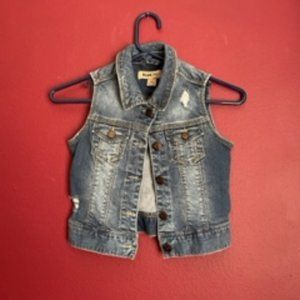 Blue Spice Distressed Jean Vest